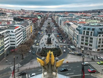 Wenceslas Square from the dome of the National Museum