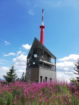 Transmitter and chalet on Lysá hora in the Beskids