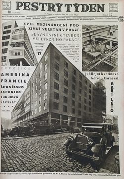 The Trade Fair Palace at the time of completion, a page from Pestrý týden, 1928