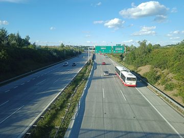 The Prague Ring Road seen from a bridge in Řepy, 2023