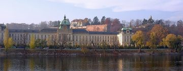 Straka Academy, seat of the government, seen across the Vltava from Rejdiště