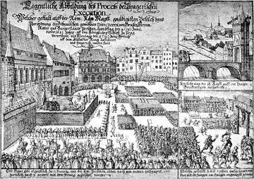 Казнь на Староместской площади в 1621 году, гравюра 1625 года