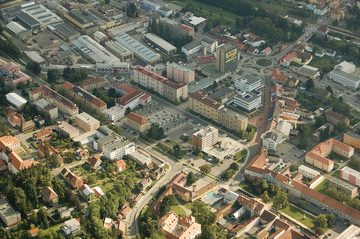 Letecký snímek centra Blanska, 2012