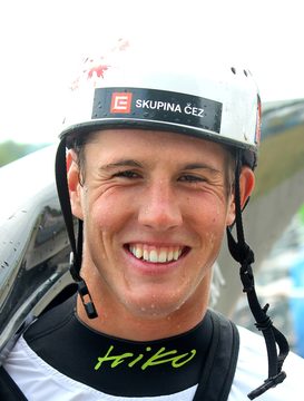 Jakub Krejčí na Pucharze Świata w slalomie kajakowym w Pradze w 2023 roku