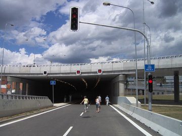 Tunel Hlinky, silnice I/42 (Velký městský okruh), ulice Bauerova, Brno, 2007