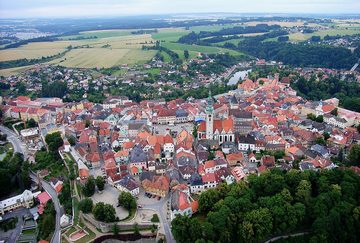 Tábor. Letecký pohled na Staré město od severu, 2007