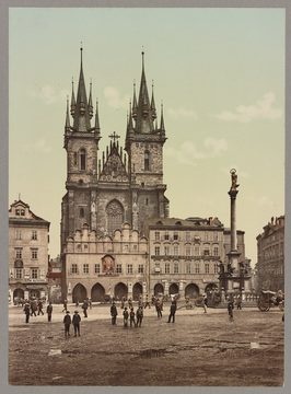 The Týn Church, Photoglob photochrom, c. 1890