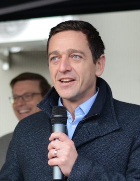 Slavnostní otevření železniční tratě Brno–Blansko po rekonstrukci; v popředí hejtman Jihomoravského kraje Jan Grolich, 2022