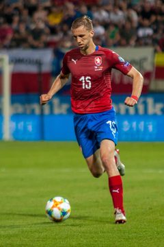 Tomáš Souček v zápase kvalifikace EURO 2020 Česko-Černá Hora (10. 6. 2019, Andrův stadion, Olomouc)