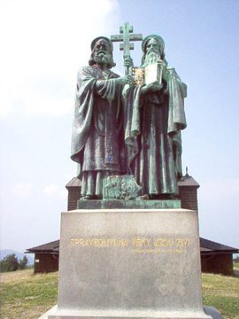 Sculptural group of Saints Cyril and Methodius by Albín Polášek on Radhošť, 2005