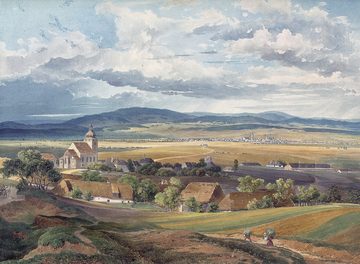 Rudolfov and Budějovice, the Bohemian Forest in the background, Eduard Gurk, c. 1840
