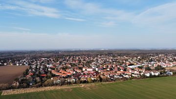 Újezd nad Lesy from the air, 2021