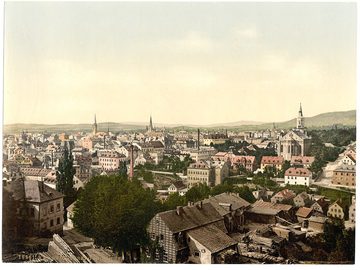 Celkový pohled na Liberec, fotochrom kolem 1890–1900